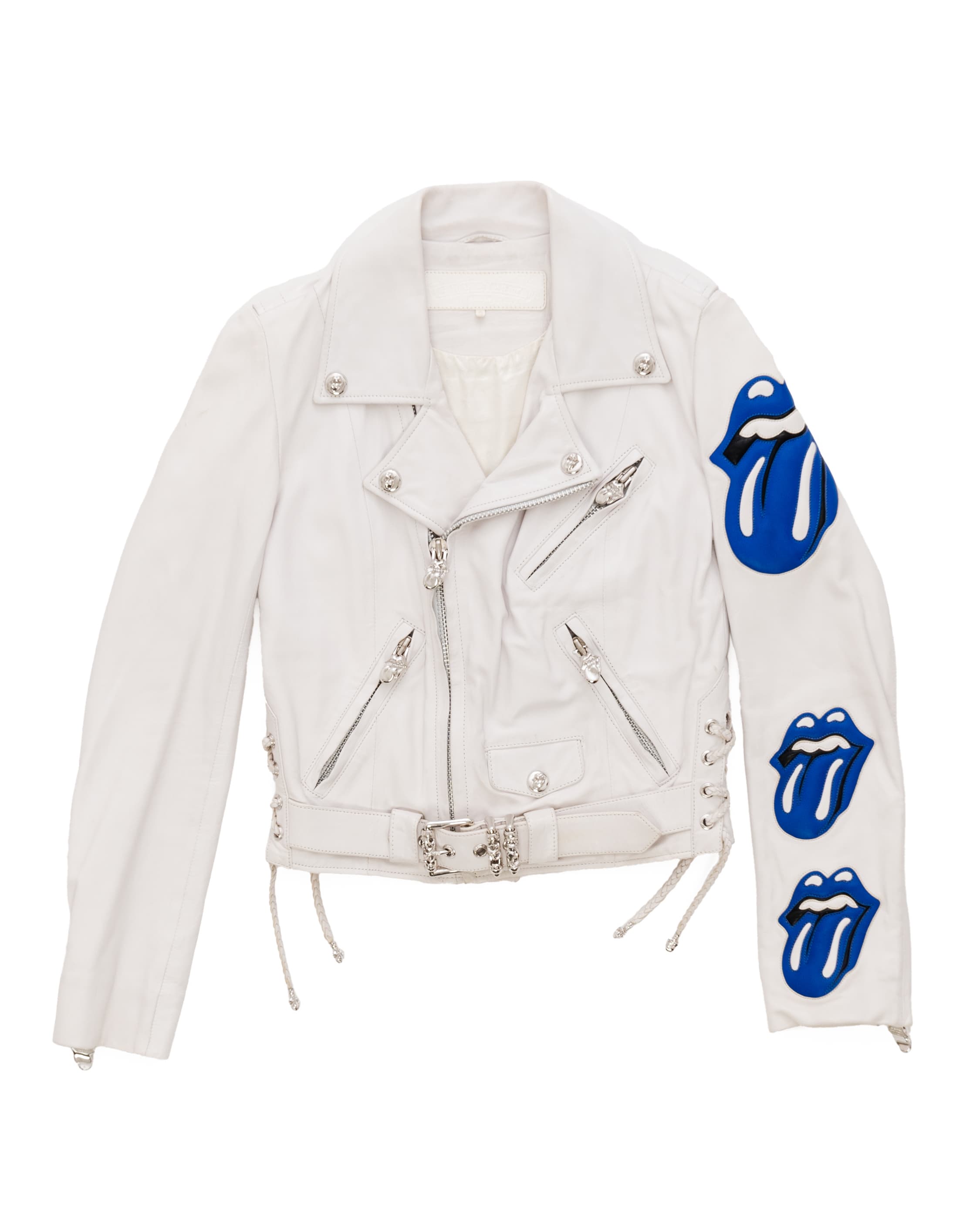 Rolling Stones Blue Lip & Tongue JJ Dean Leather Jacket - image 1 - front of garment