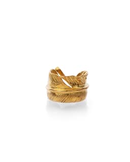 18k Gold Feather Ring - Front