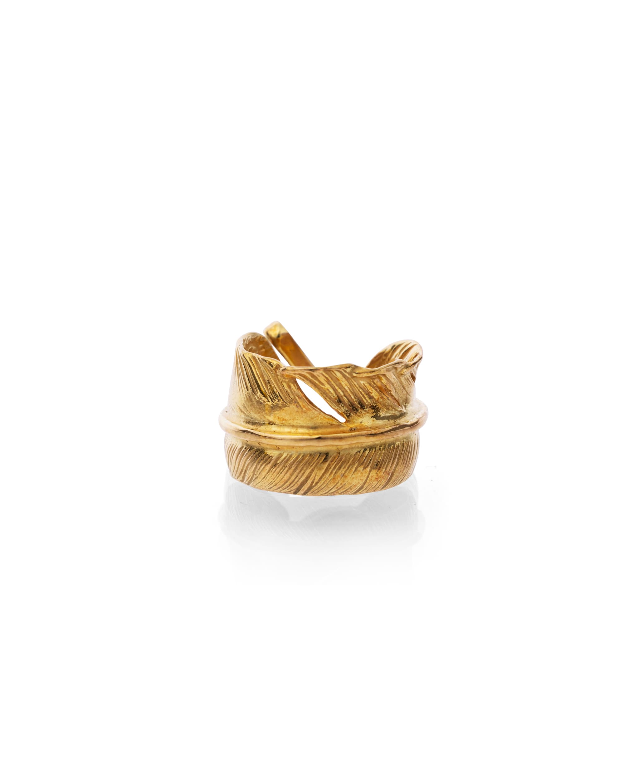18k Gold Feather Ring - Front