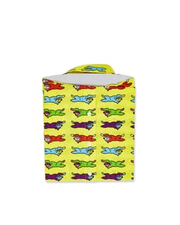 Yellow Shirt with Multicolor Running Dog Print - Back Folded