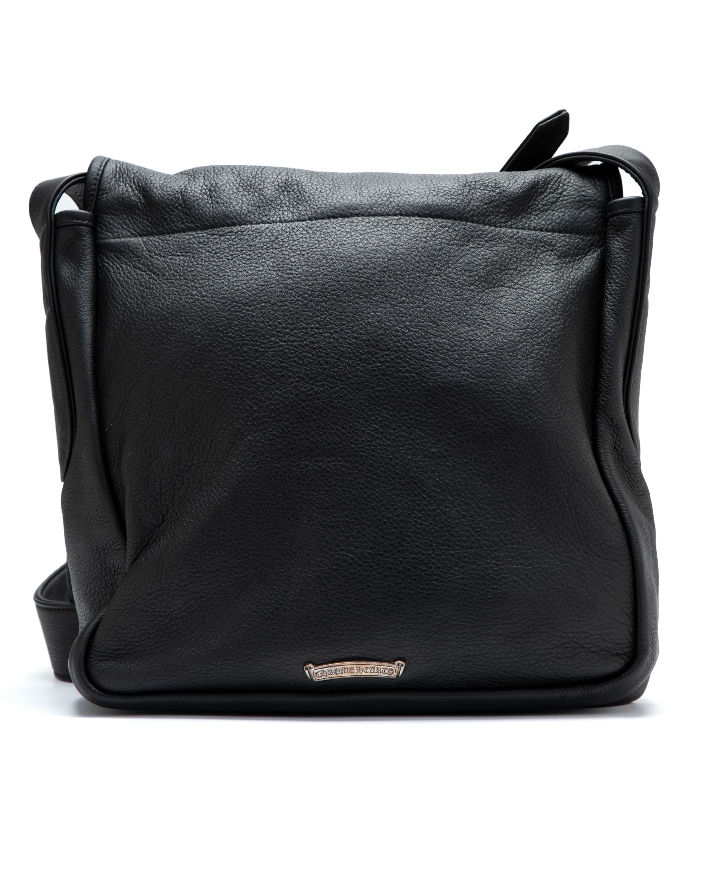 Cemetery Cross Patch Mail Black Leather Bag - image 3 - exterior reverse of bag