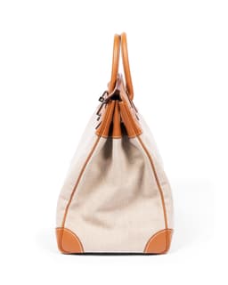 Gold Evercolor Leather & Toile HAC Birkin 40 with Palladium Hardware - Right