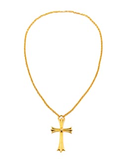 22k Yellow Gold Large Cross Chain Necklace - image 1