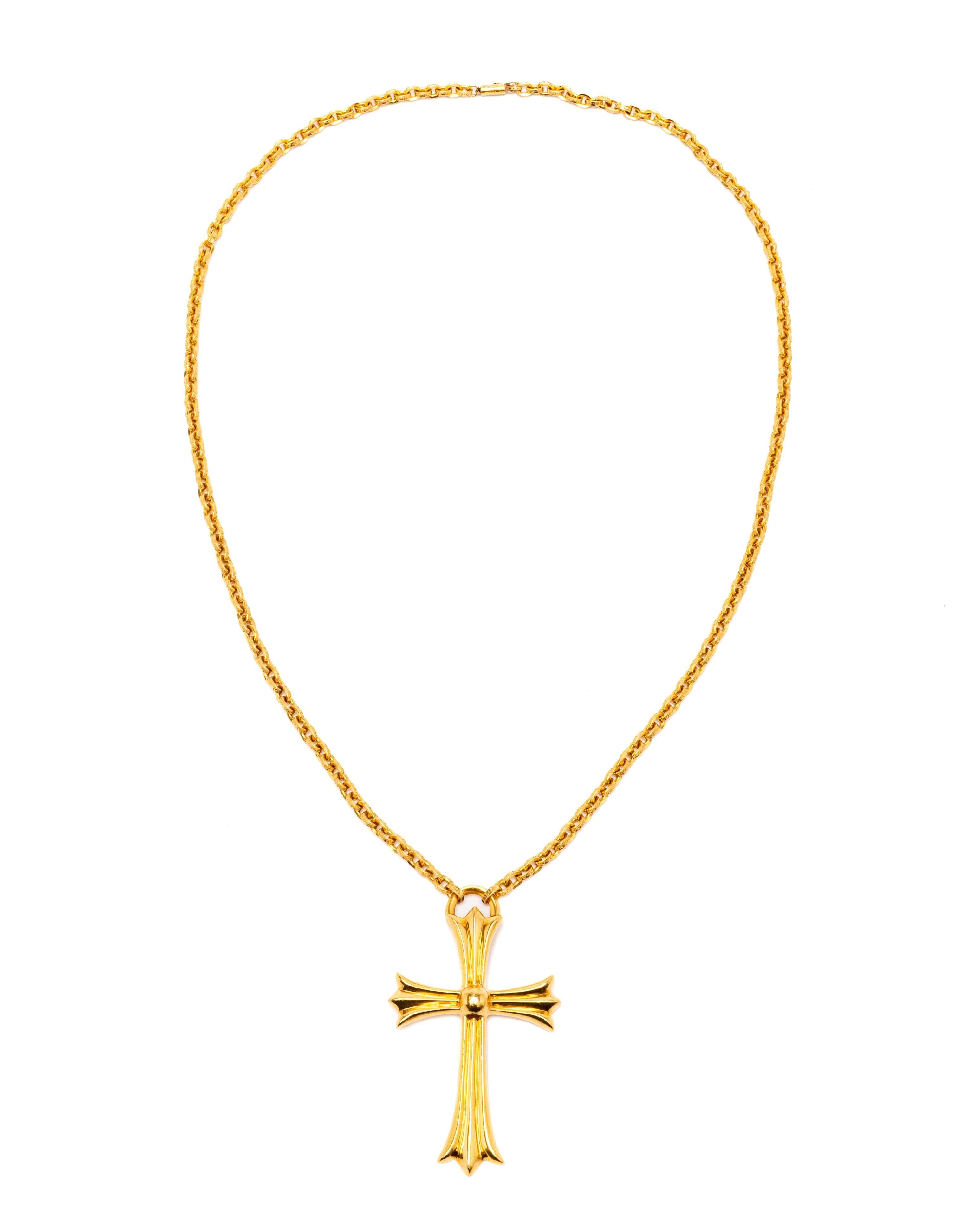 22k Yellow Gold Large Cross Chain Necklace - image 1