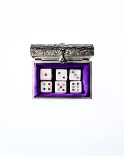 Carrara Marble Dice with Money Clip - image 1 - bird's eye view of dice in the box