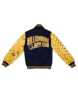 Navy & Yellow Hand Painted Varsity Jacket - Back