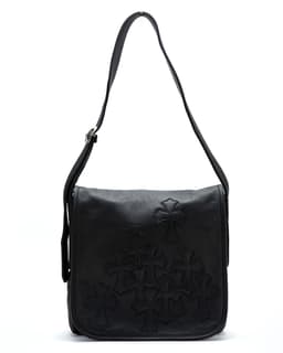 Cemetery Cross Patch Mail Black Leather Bag - image 1