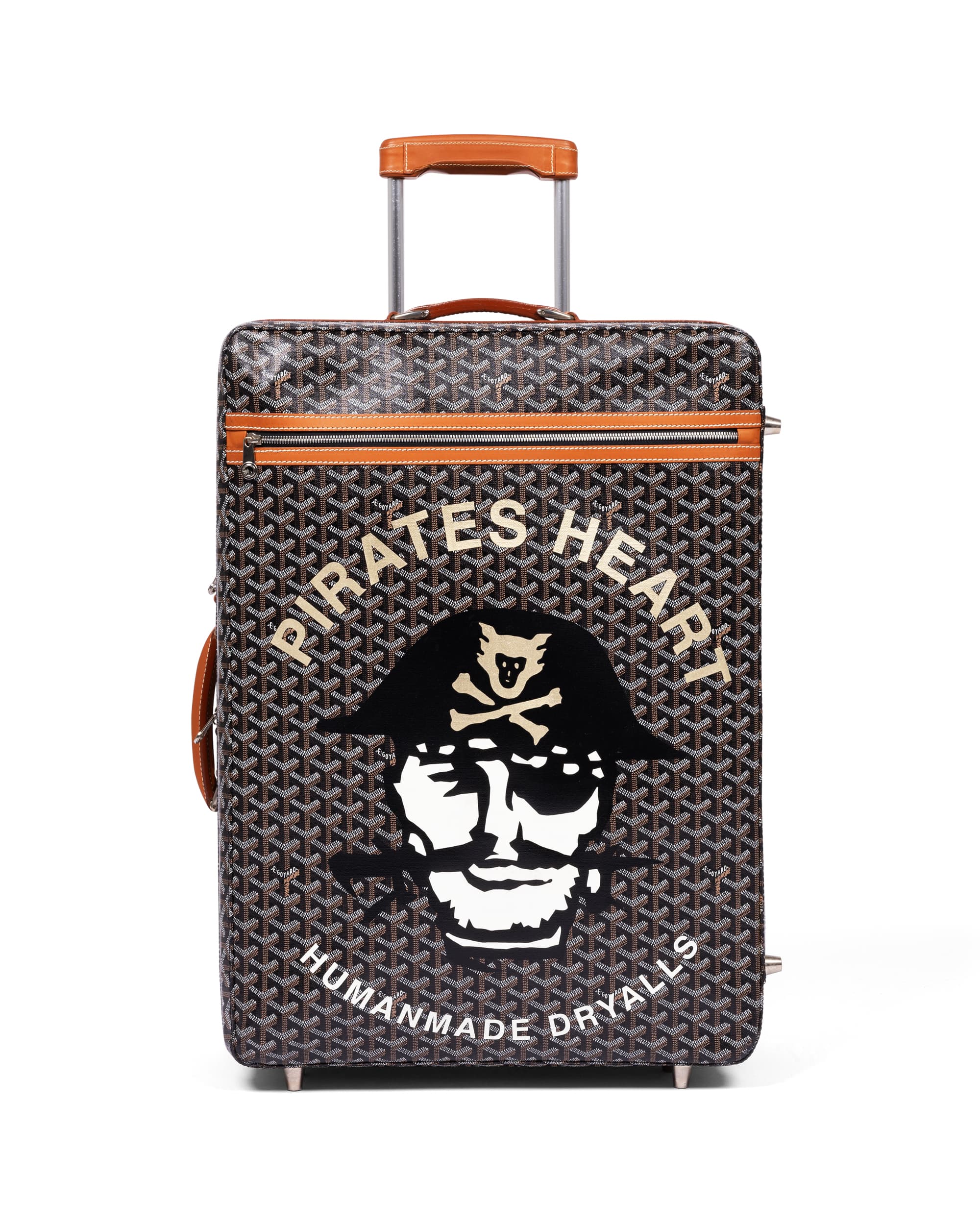 Custom Black Goyardine Trolly Suitcase - Front