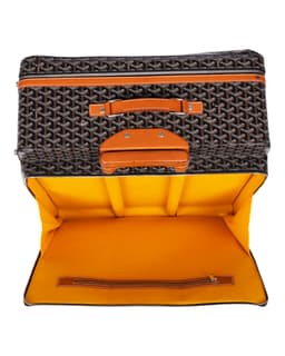 Custom Black Goyardine Trolly Suitcase - Top Open