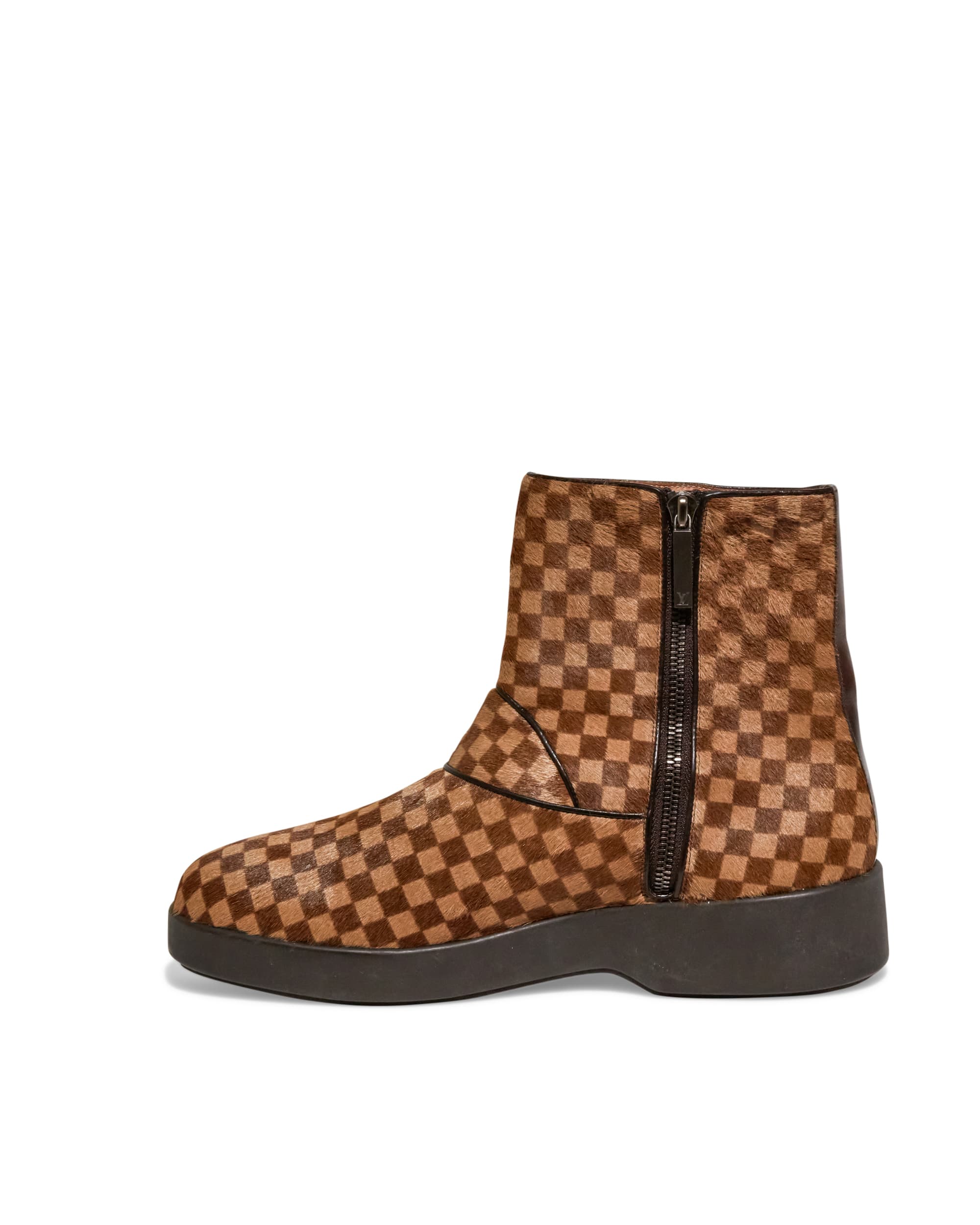 Damier Pony Hair Boots - Right Inner