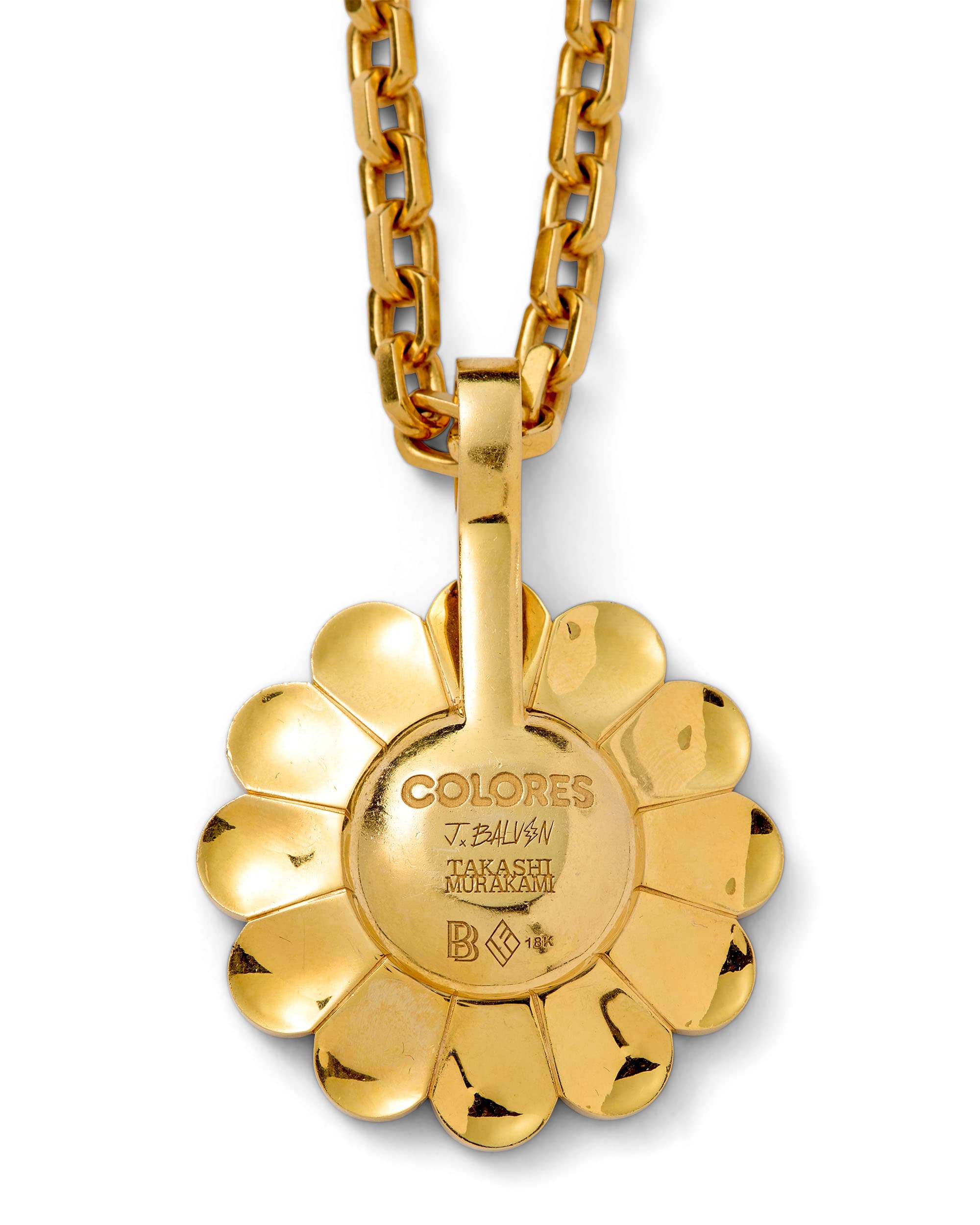 'Azul' Flower Pendant - image 3 - reverse of pendant showing the inscription
