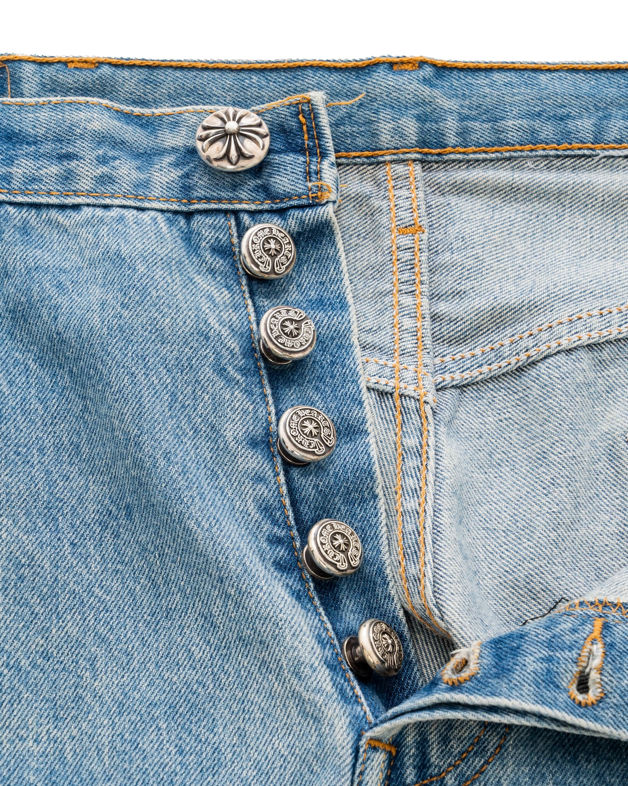 Vintage Levi's Black Cross Patch Blue Jeans - image 3 - button fly fastening