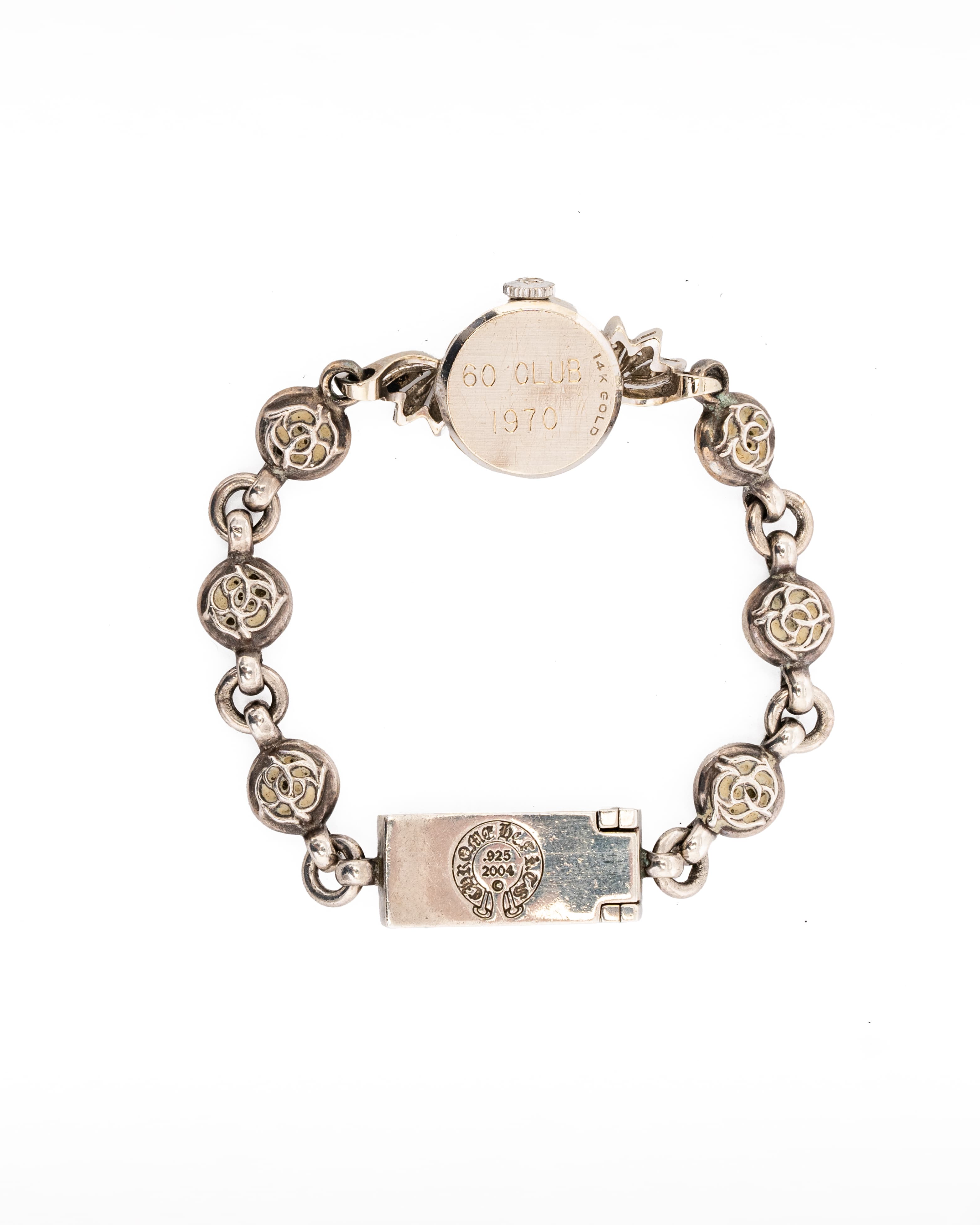 Omega Manual Winding Silver Floral Watch - image 2 - reverse side