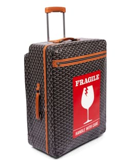 Custom Black Goyardine Trolly Suitcase - Front Right Angle