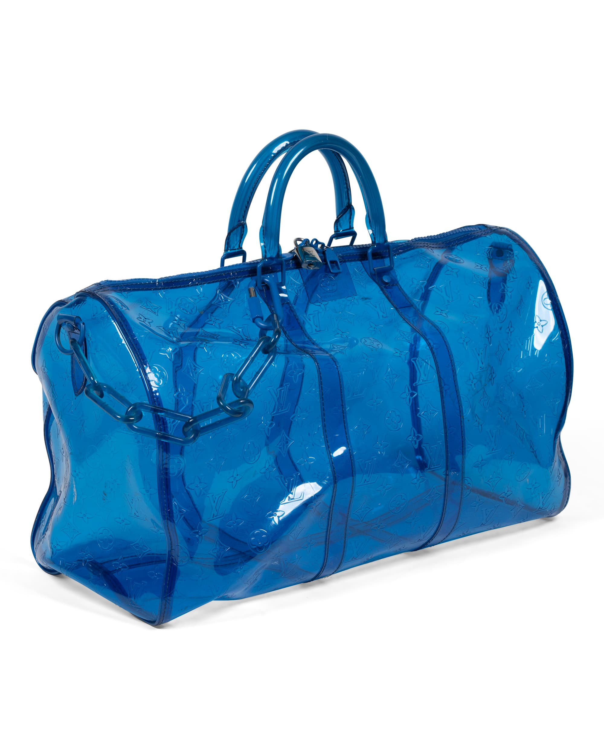 PVC Blue Monogram Keepall Bandoulière 50 - image 2 - side of bag
