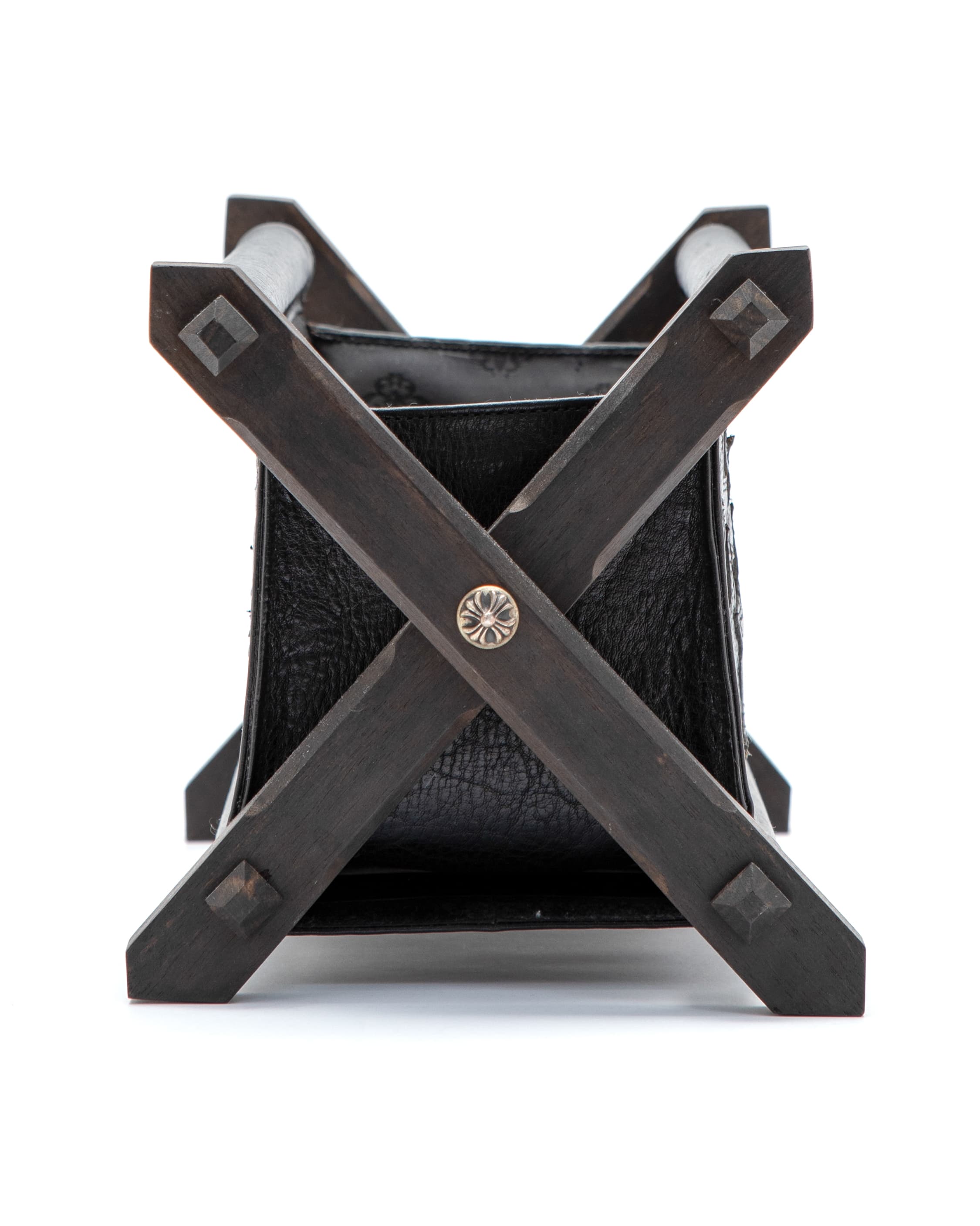 Star Patch Ebony Wood & Black Leather Remote Controller Rack - image 3 - side view