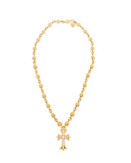 22k Diamond and Yellow Gold Cross Chain Necklace - image 1