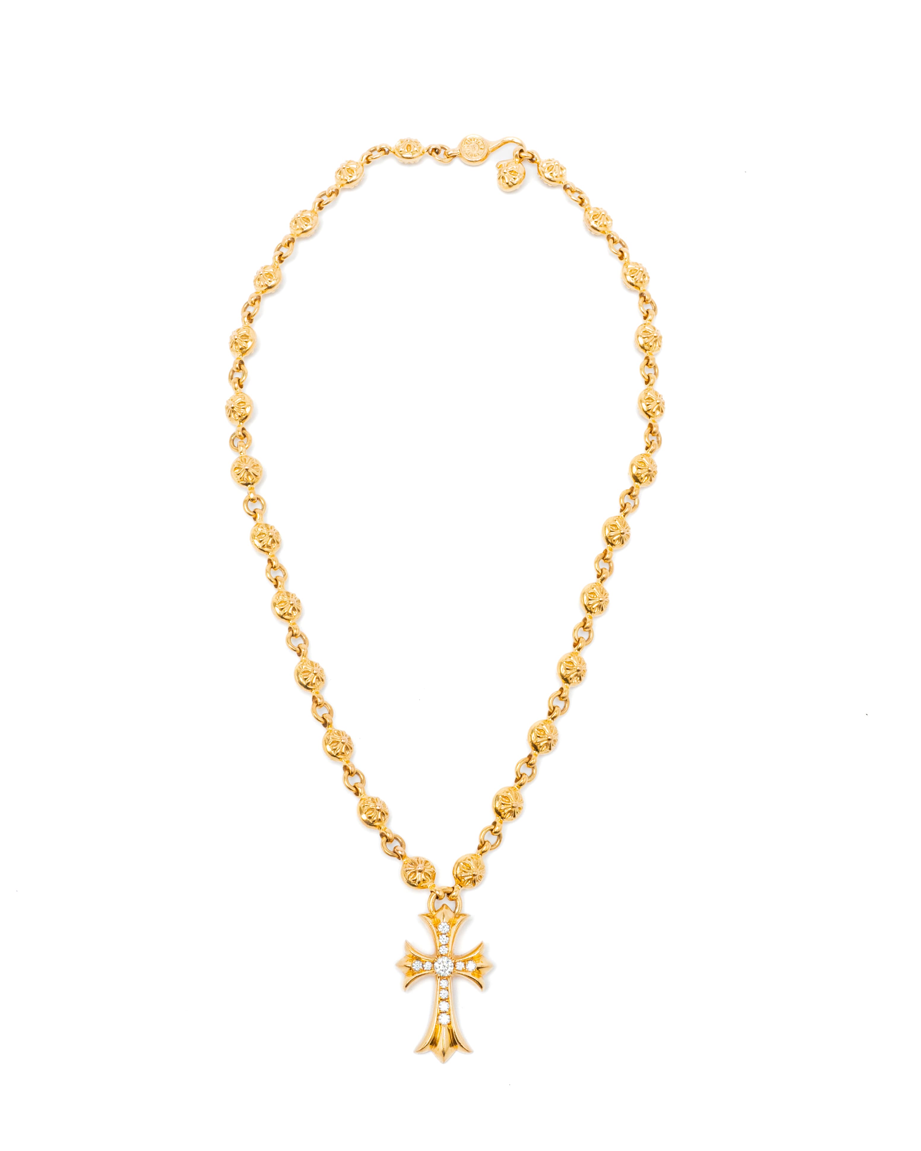 22k Diamond and Yellow Gold Cross Chain Necklace - image 1