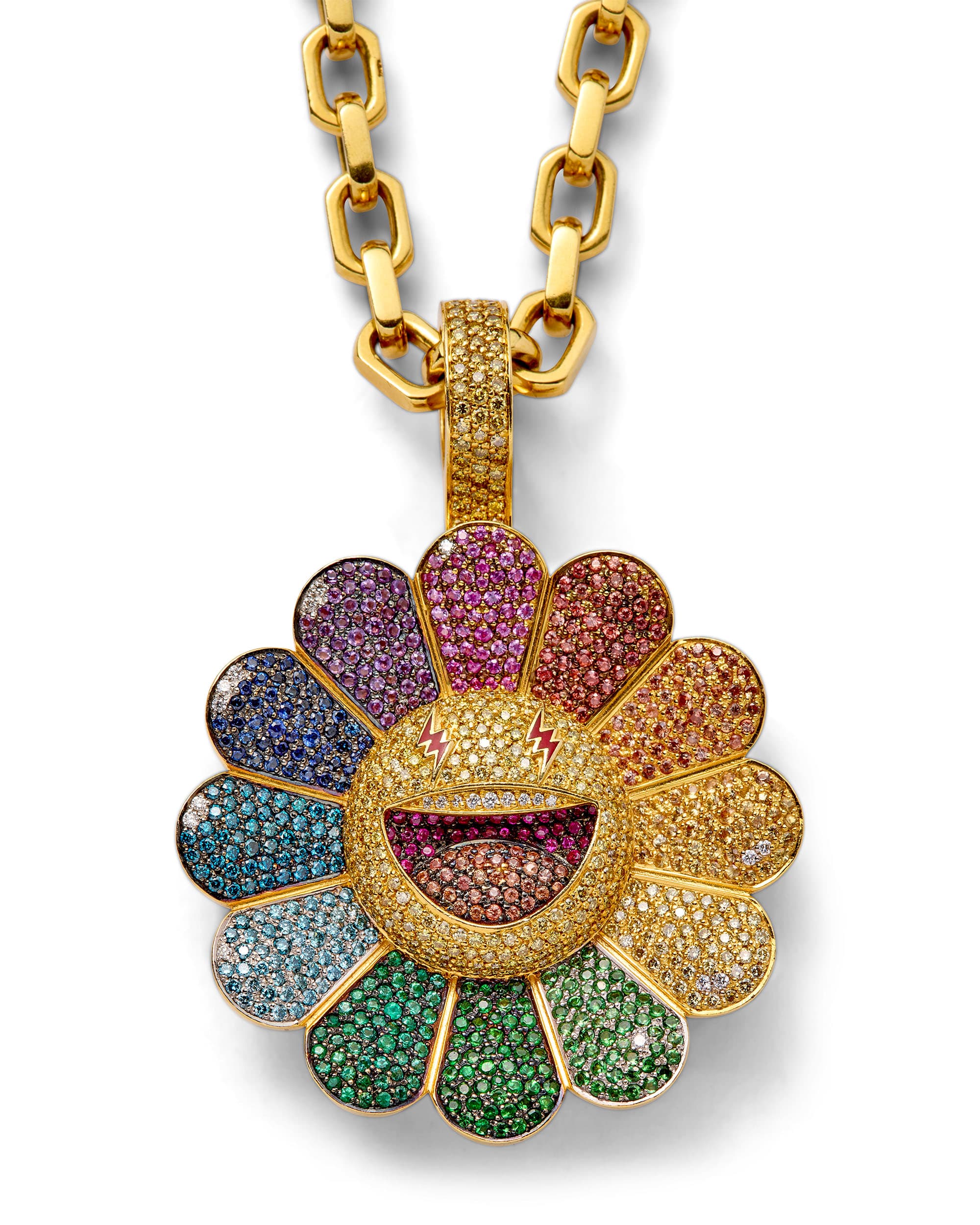'Arcoiris' Flower Pendant - image 1 - close-up of pendant design