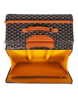 Custom Black Goyardine Trolly Suitcase - Top Open