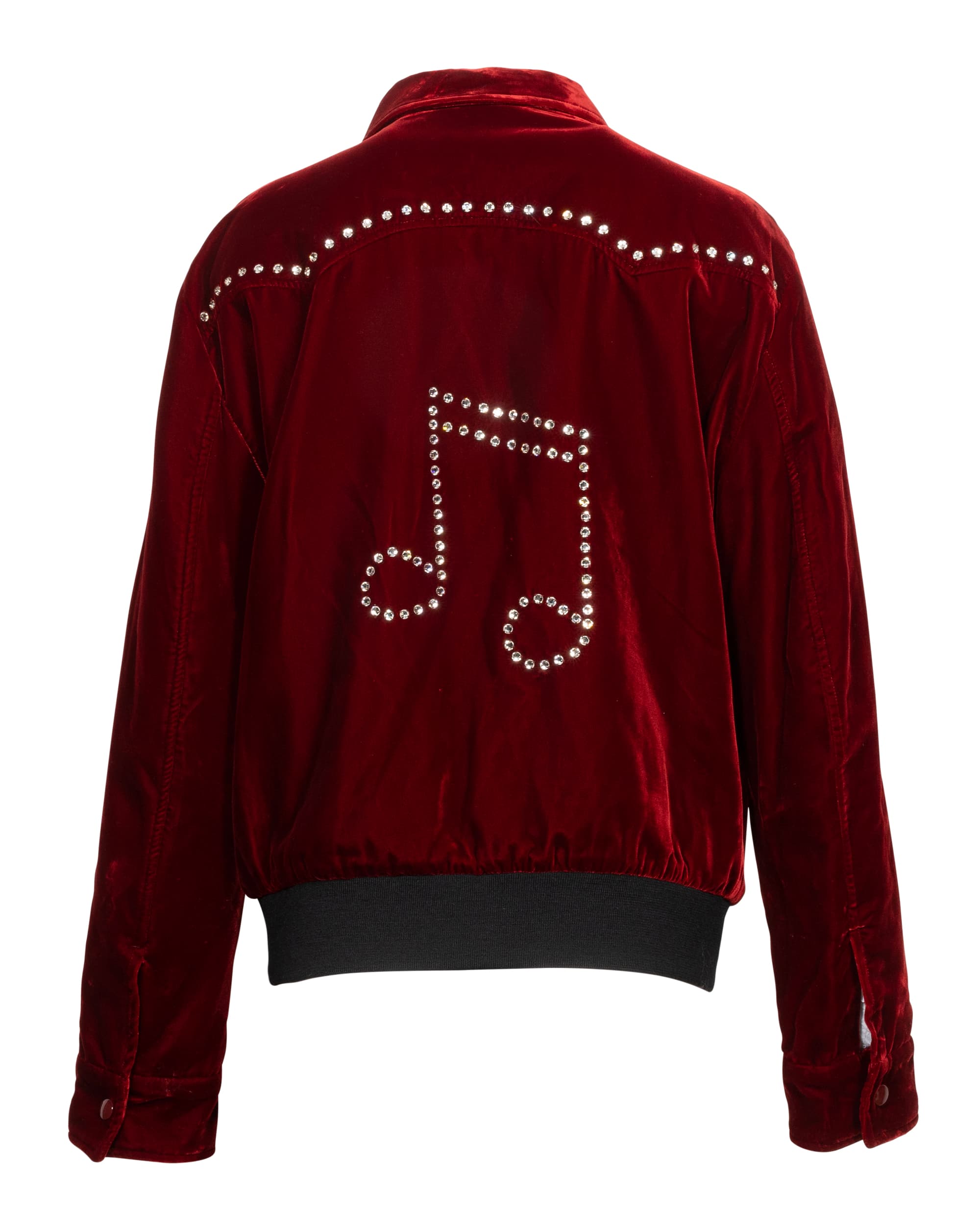 Red Velvet Jacket with Music Notes Studs - image 2 - back of garment