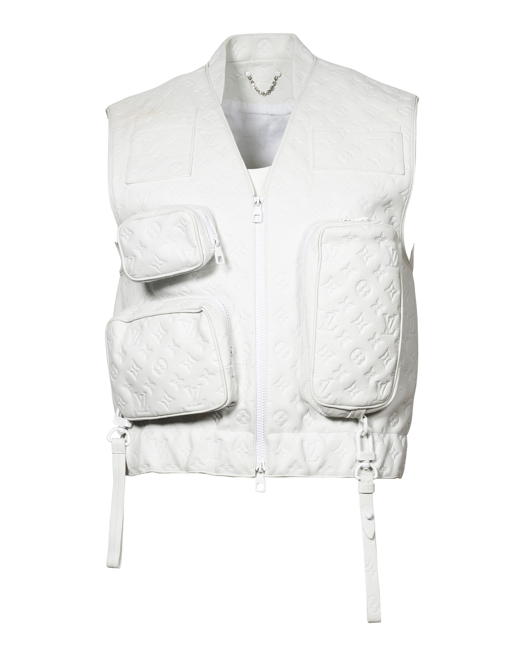 White Monogram Leather Vest - image 1 - front of garment