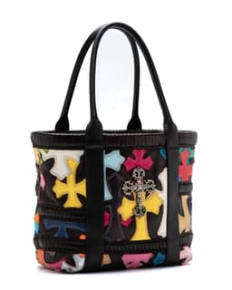 Multicolor Cross Patch Tote Bag with Silver Filigree Cross - image 2