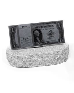 "Cryptocurrencies" - image 2 - close-up of granite USD note and granite display shelf