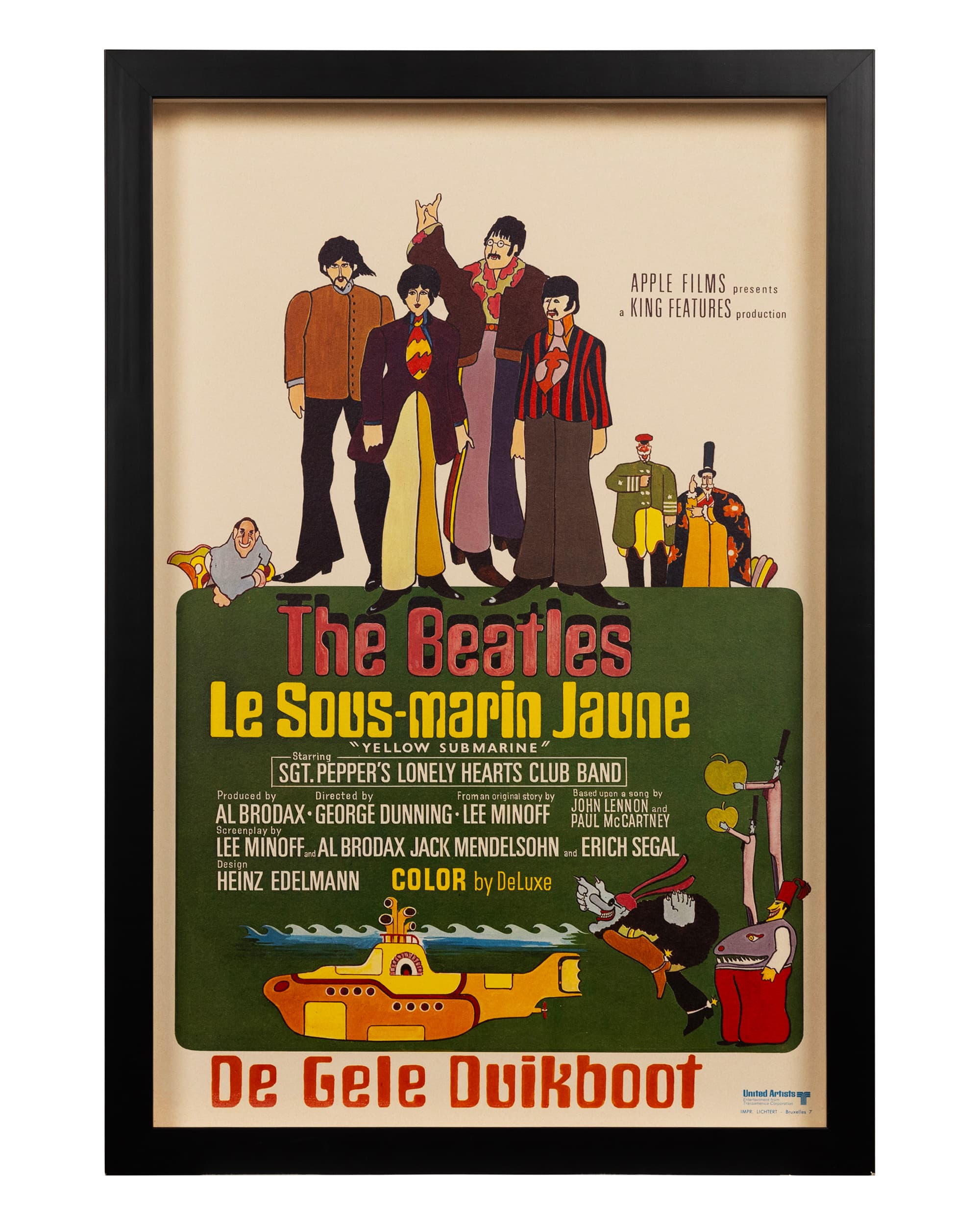Framed Beatles Poster 'Le Sous-Marin Jaune' - Front