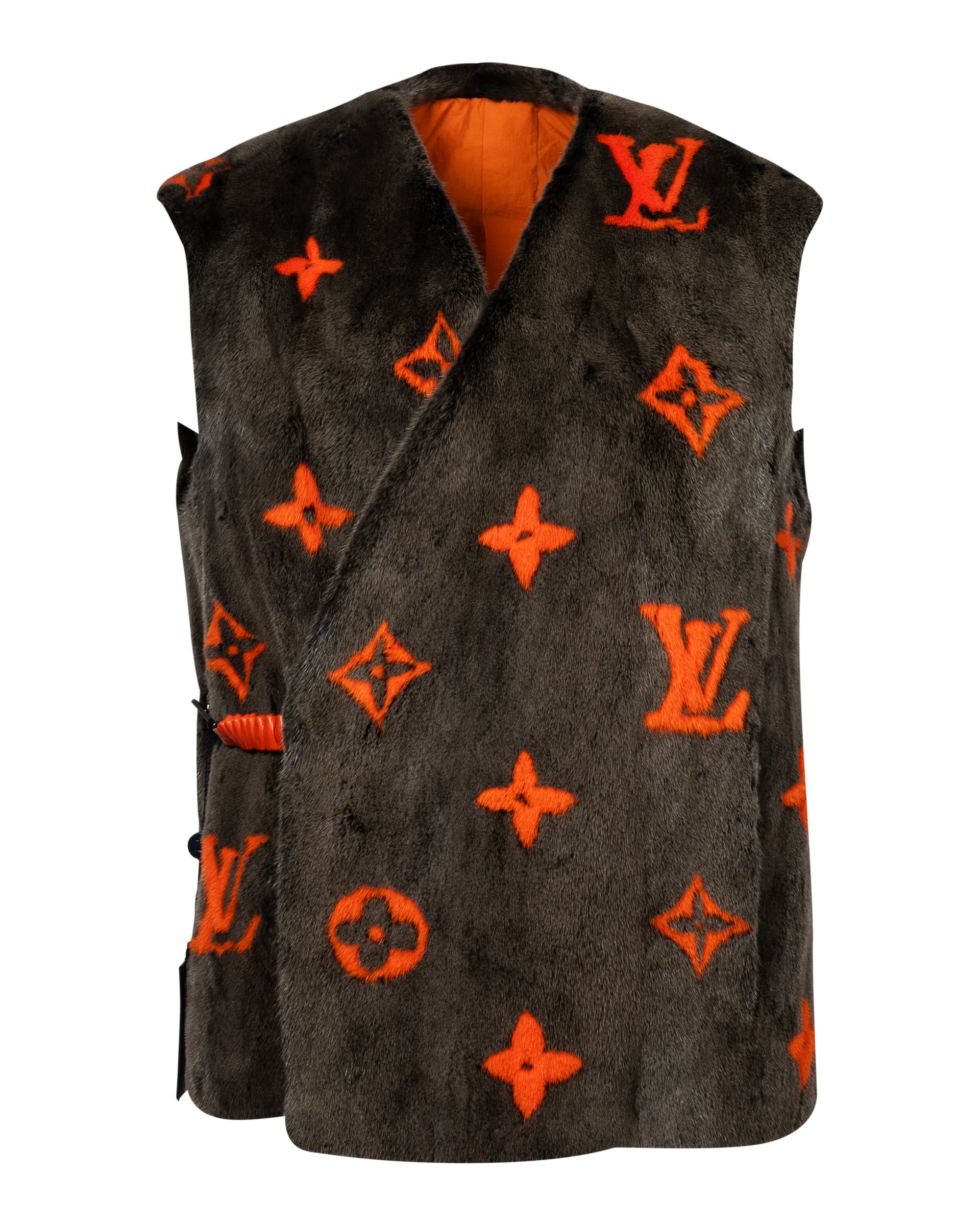 Monogram Intarsia Mink Fur Gilet - image 1 - front of garment