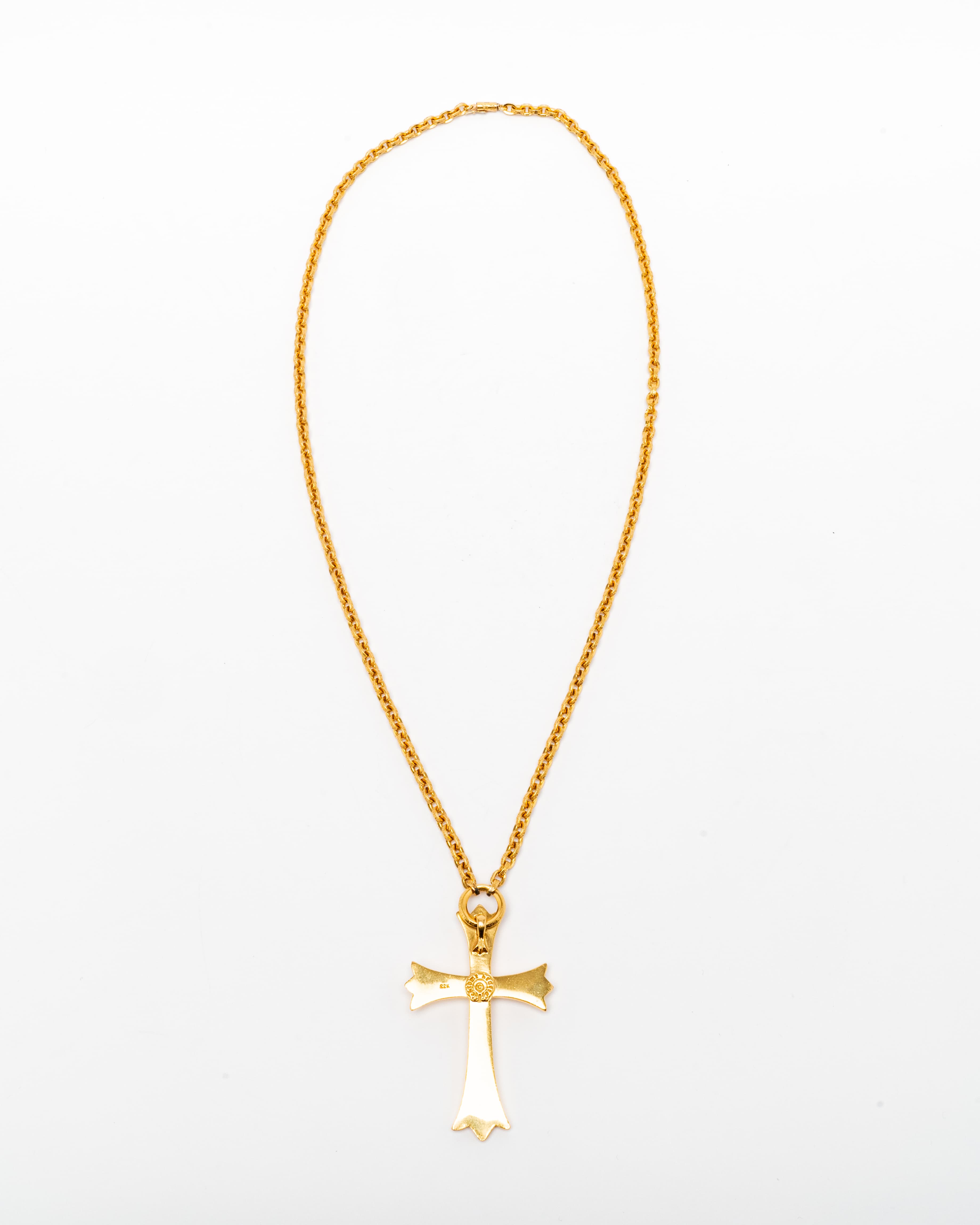 22k Yellow Gold Large Cross Chain Necklace - image 3