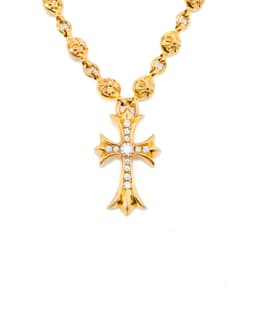 22k Diamond and Yellow Gold Cross Chain Necklace - image 2