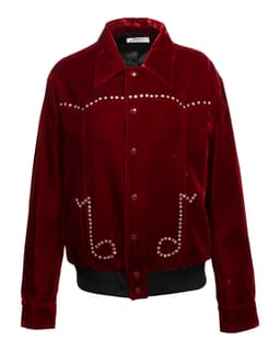 Red Velvet Jacket with Music Notes Studs - image 1 - front of garment