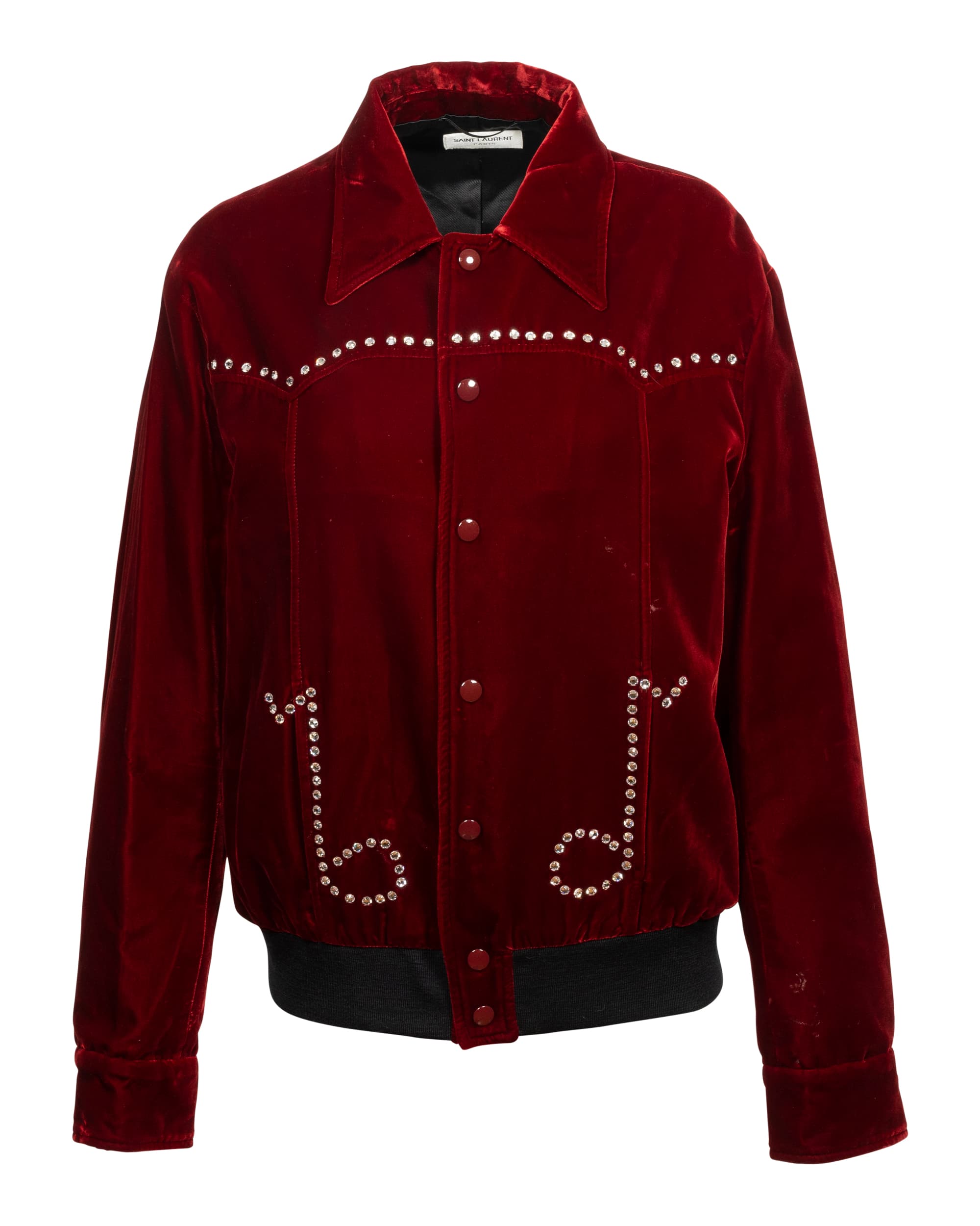 Red Velvet Jacket with Music Notes Studs - image 1 - front of garment