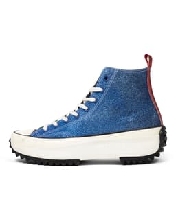 Run Star Hike Hi Glitter Sneaker - image 1 - blue side of left shoe