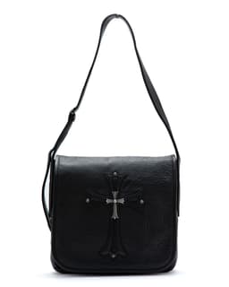 Large Cross Mail Black Leather Bag - image 1 - front-facing with shoulder strap