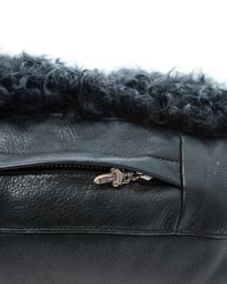 Cemetery Cross Patch & Black Wool Cushion - image 3 - side zipper with dagger charm