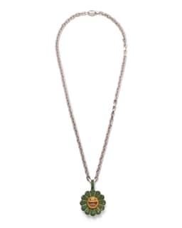 'Verde' Flower Pendant - image 2 - bird's-eye view of pendant and chain