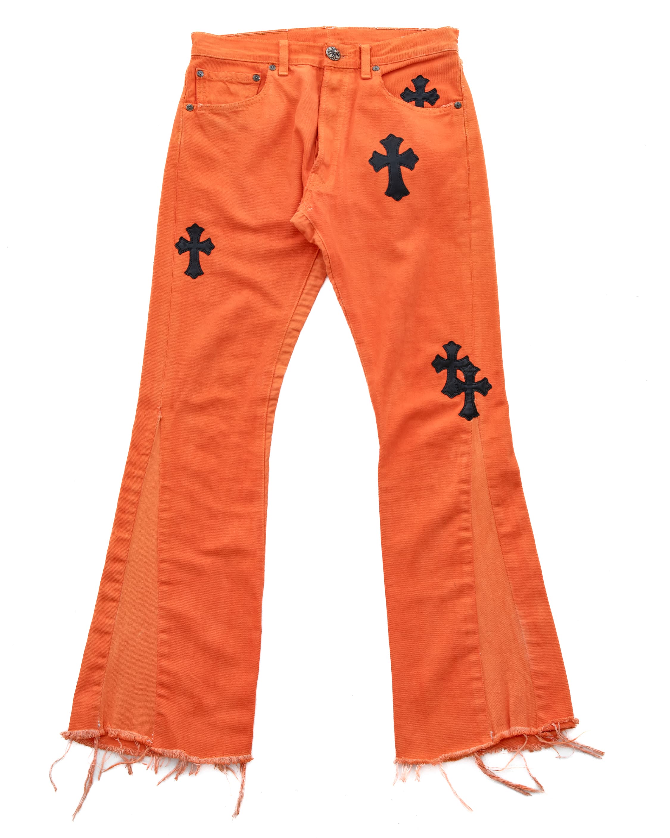 Vintage Levi's Black Cross Patch Orange Jeans - image 1 - front of garment