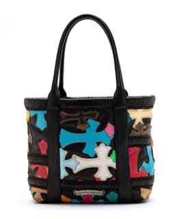 Multicolor Cross Patch Tote Bag with Silver Filigree Cross - image 3