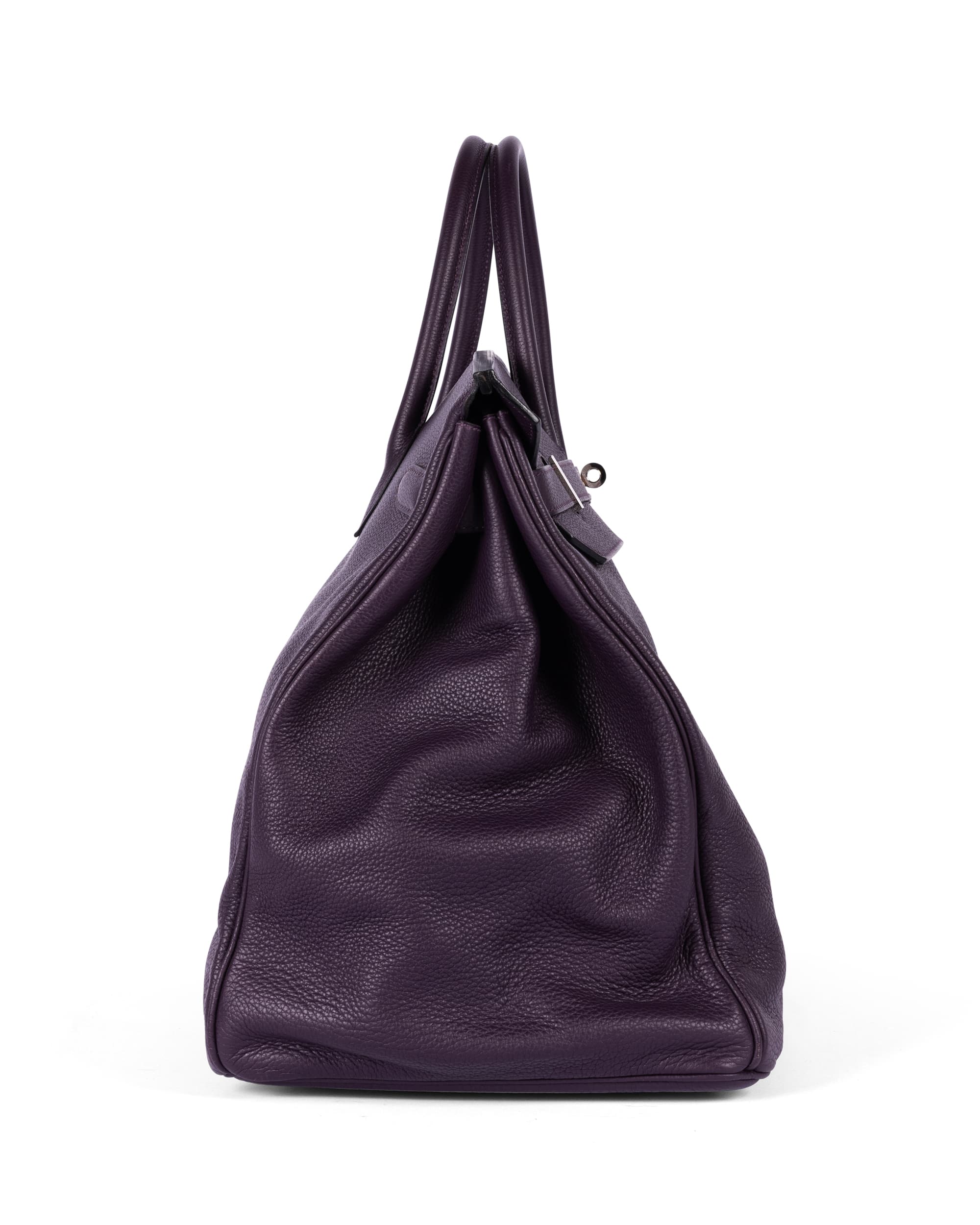 Raisin Togo Leather Travel Birkin 50 with Palladium Hardware - Left