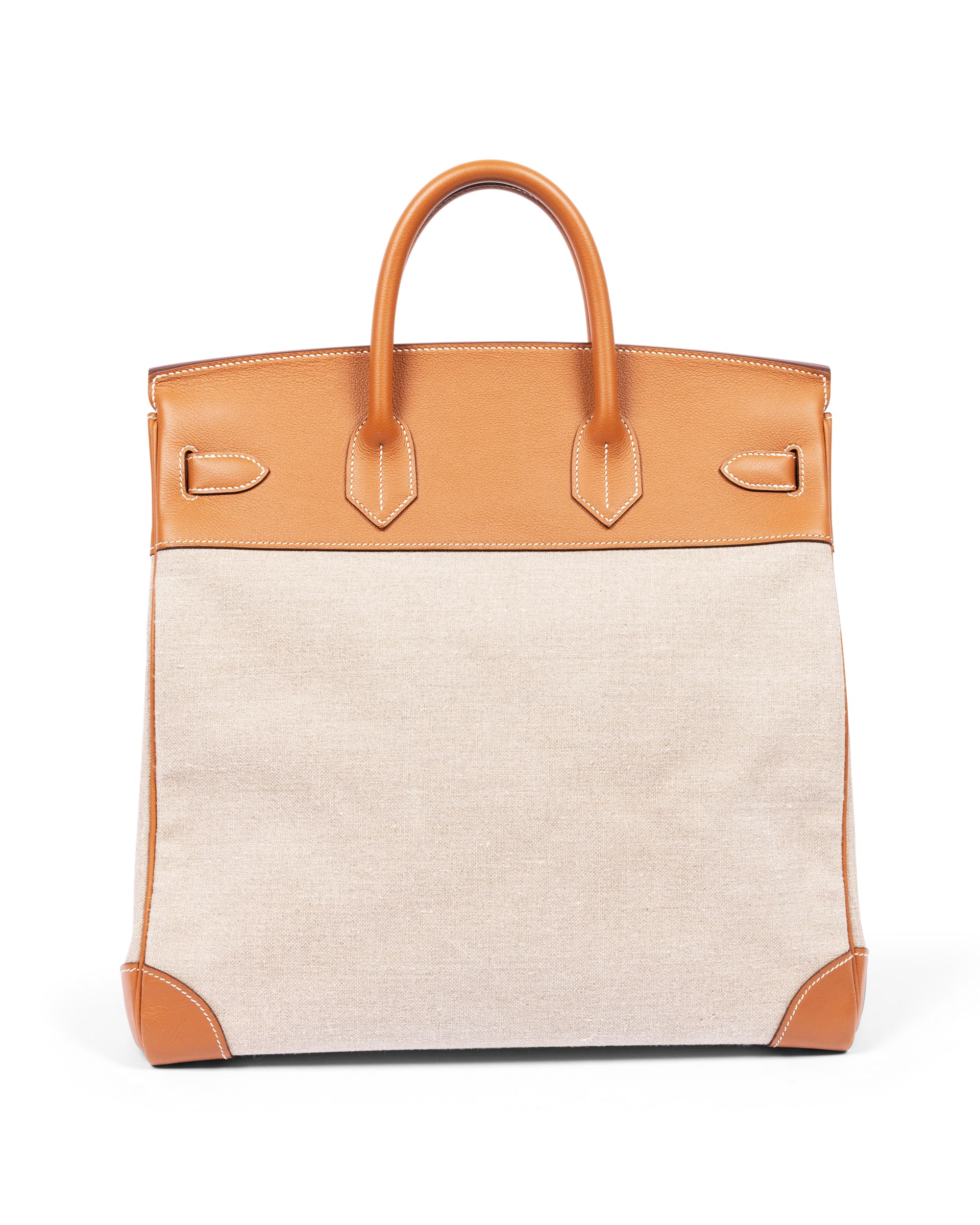 Gold Evercolor Leather & Toile HAC Birkin 40 with Palladium Hardware - Back