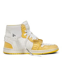Shoe Surgeon X Air Jordan 1 High 'Off-White Canary Yellow Luxe' - image 3 - side view of left sneaker