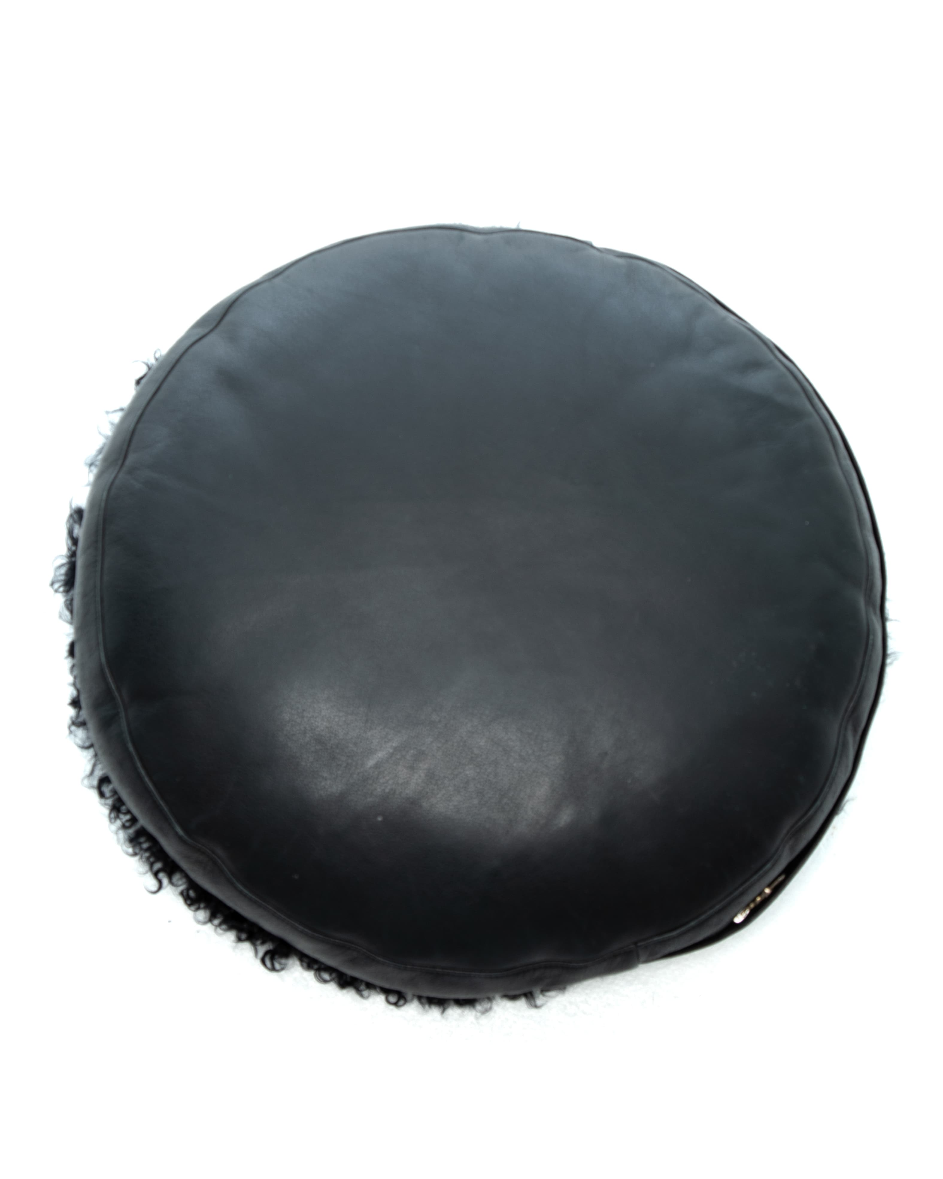 Cemetery Cross Patch & Black Wool Cushion - image 2 - leather reverse of cushion