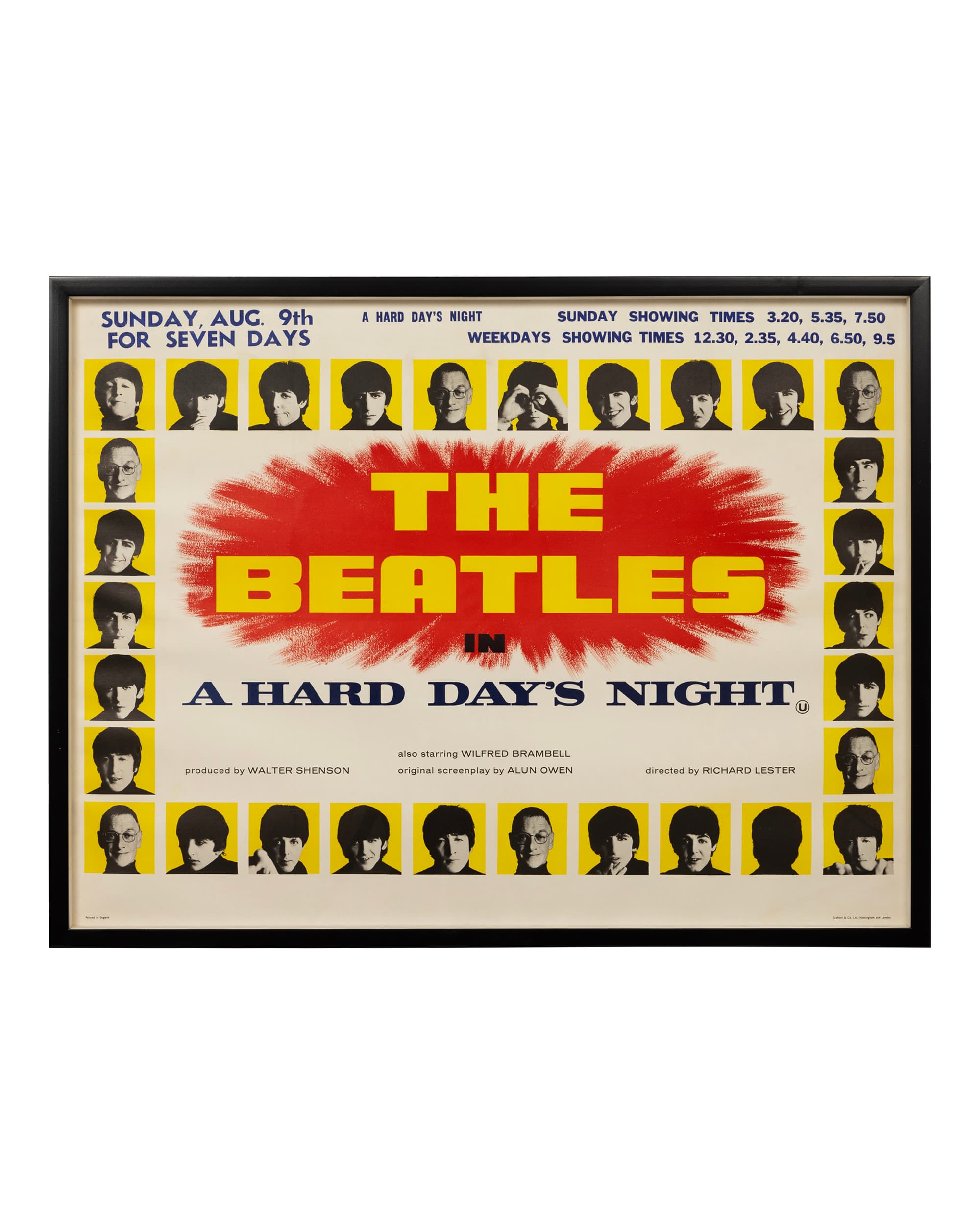 Framed Beatles Poster 'Hard Days Night' - Front