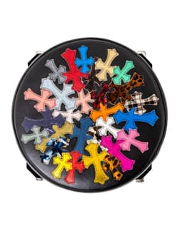 Black & Multicolor Cross Patch Stool - image 5 - close-up of seat pattern