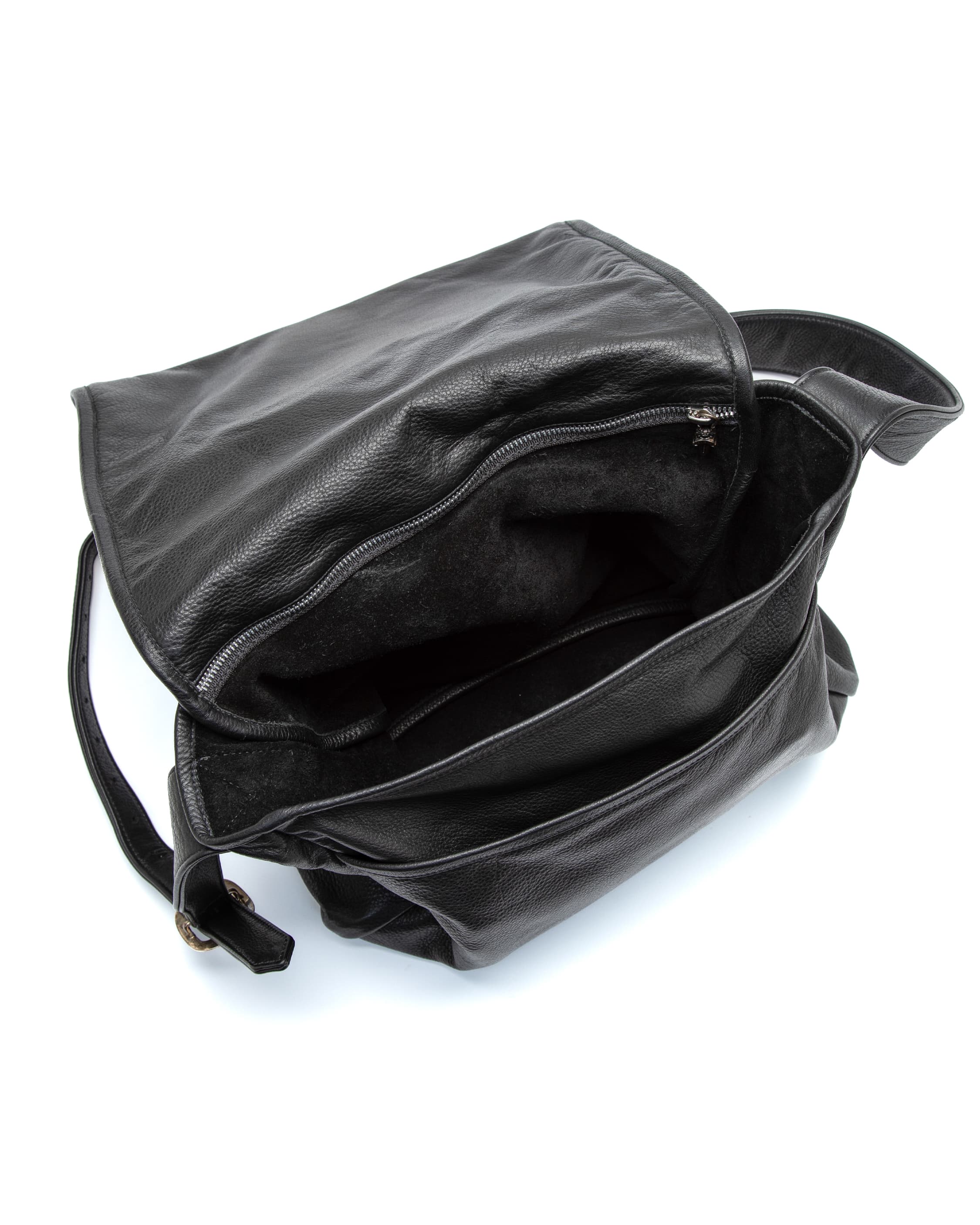 Boy Scout Fleur Mail Black Leather Bag - image 5 - bird's-eye view showing interior lining and base
