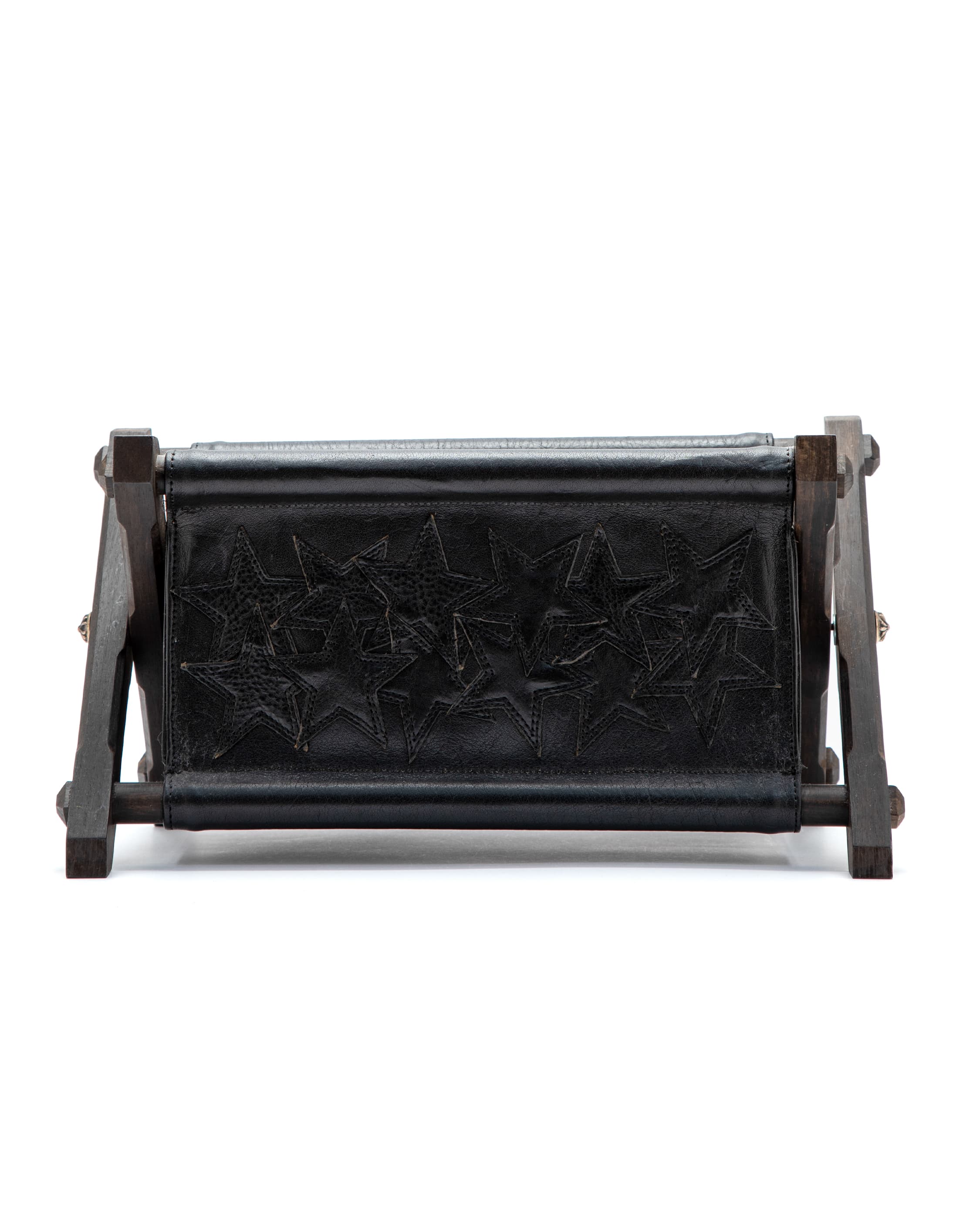 Star Patch Ebony Wood & Black Leather Remote Controller Rack - image 1
