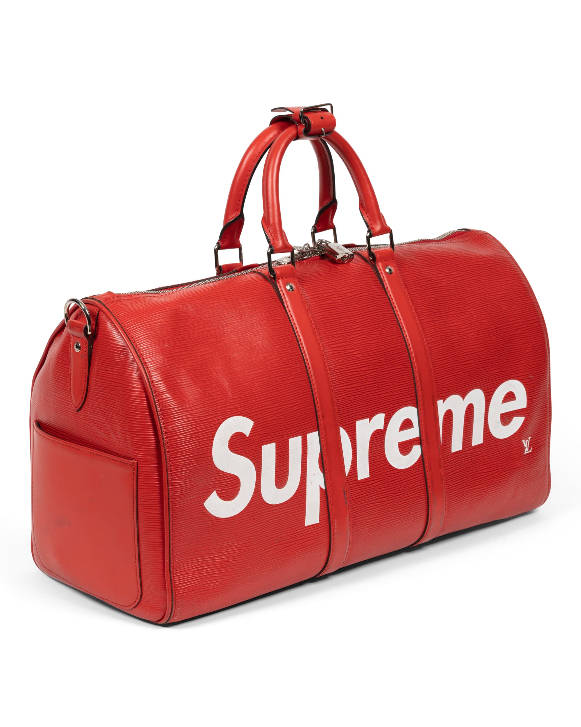Red & White Epi Leather Keepall Bandoulière 45 - image 2 - side of bag
