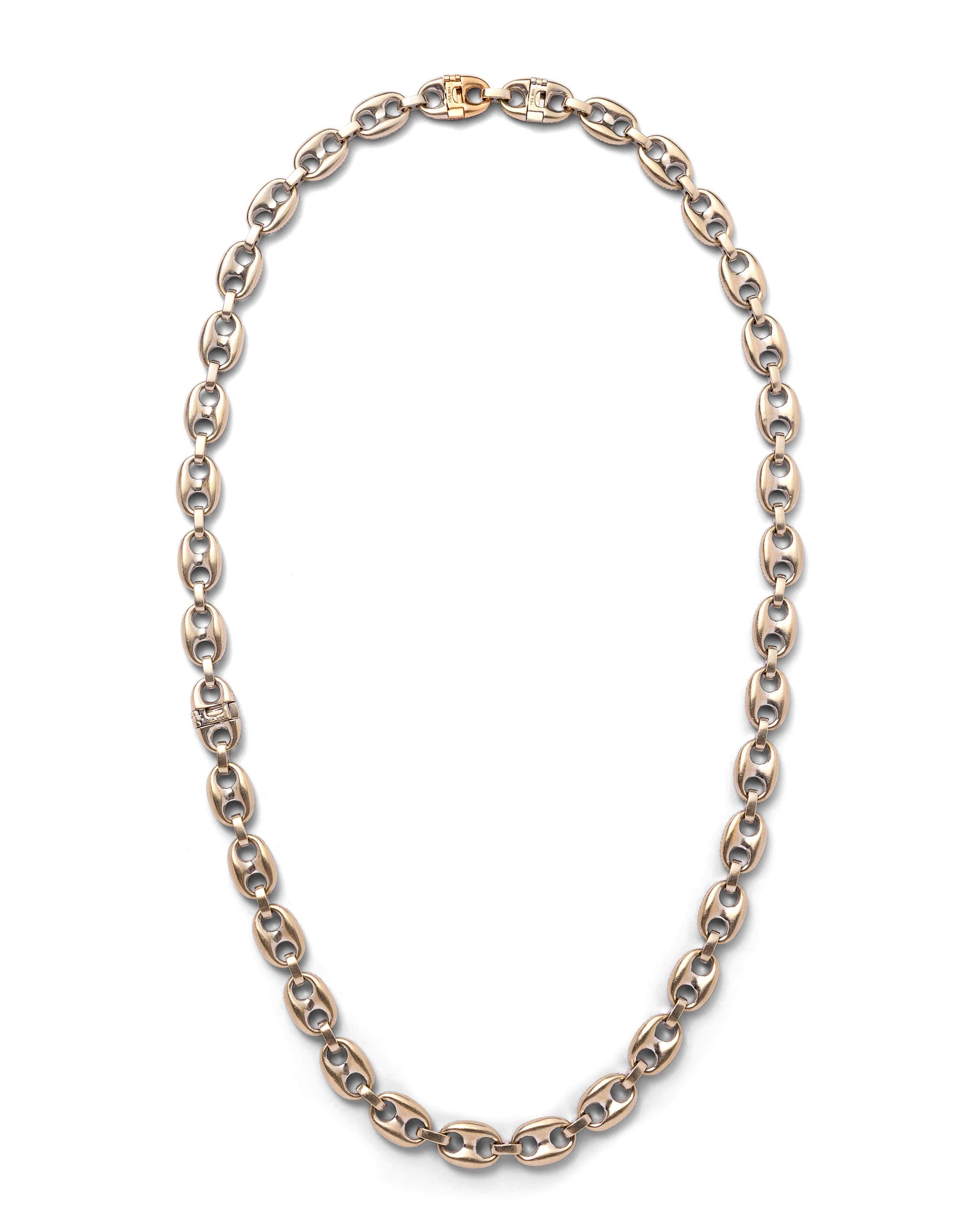 Diamond & Sapphire Gucci Link Gold Necklace Set - image 3 - underside of diamond necklace